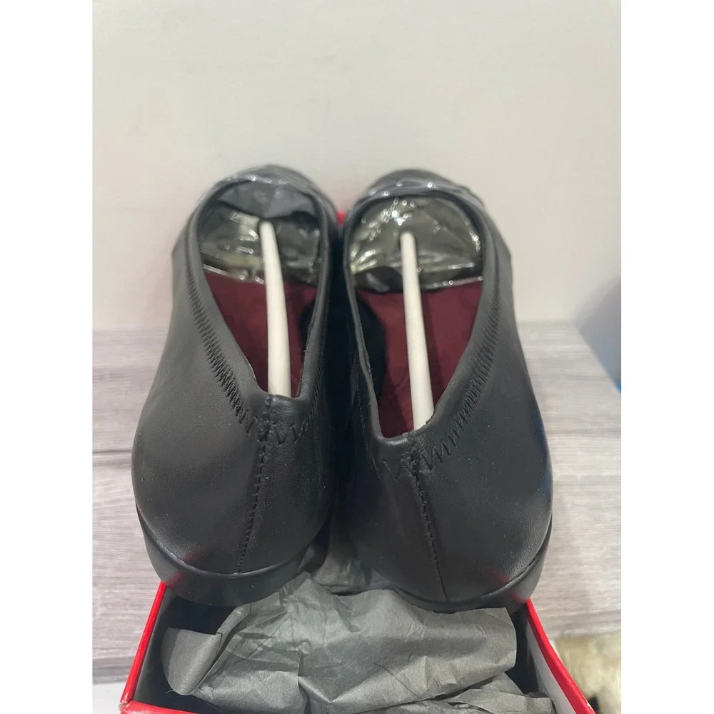 Aerosoles Beckon Black Leather Quilted Patent Cap Toe Ballet Flats Women 10M NEW